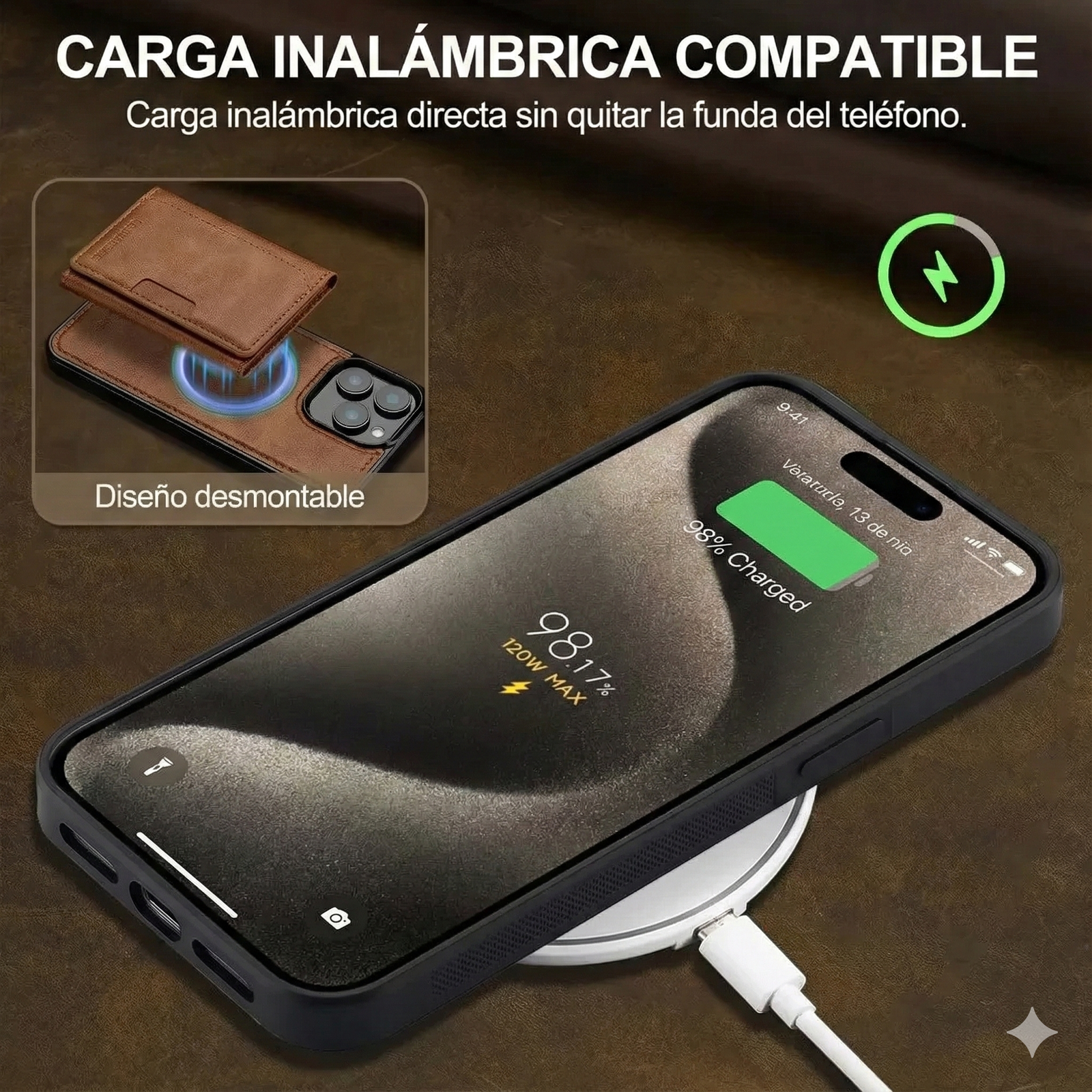 Funda Billetera Magnética iPhone Desmontable (Cuero Premium) - Imagen 3