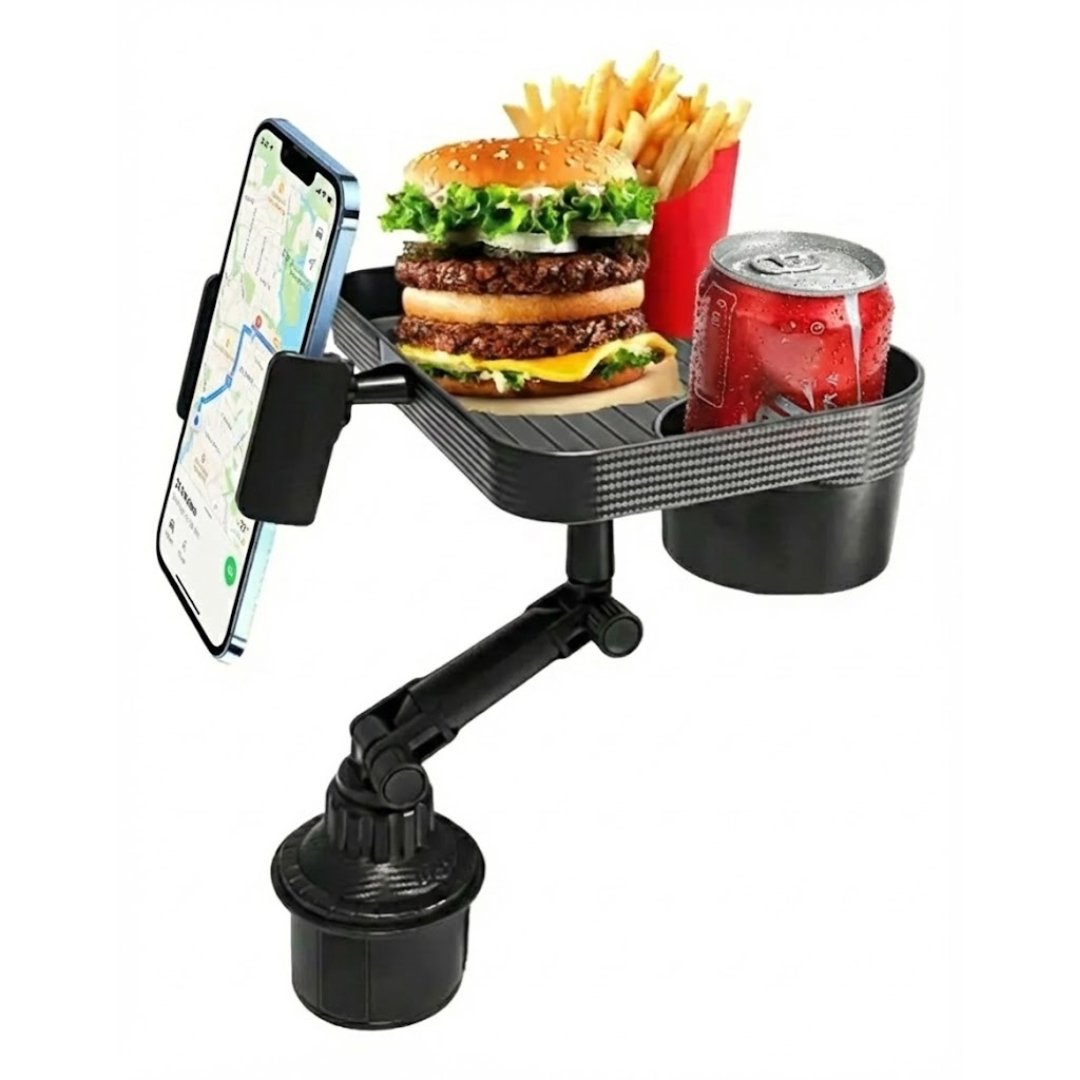 Bandeja Multifuncional para Auto 3 en 1 - Mesa Giratoria, Portavasos y Soporte de Celular - Imagen 4